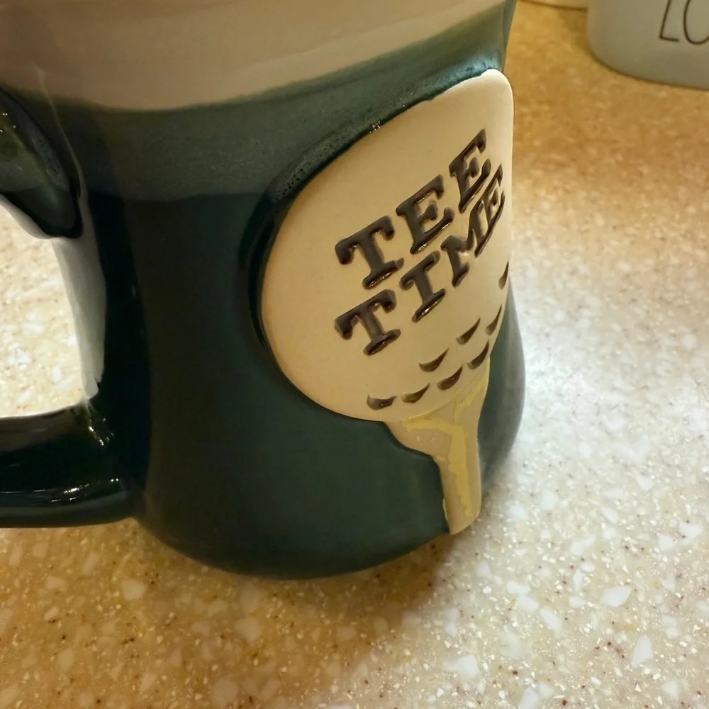 Golfers Green Tee Time Stoneware Mug 16oz Golf Ball Cup